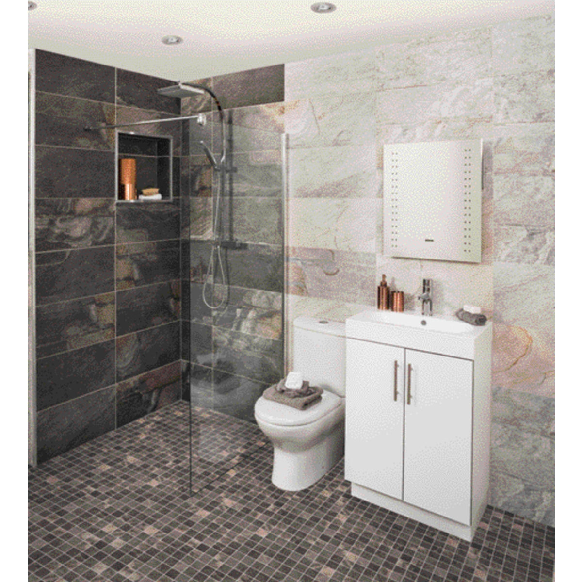 Johnson Tiles Aspen Porcelain Matt Mosaic Tile Carbon Grey 300mm X 300mm