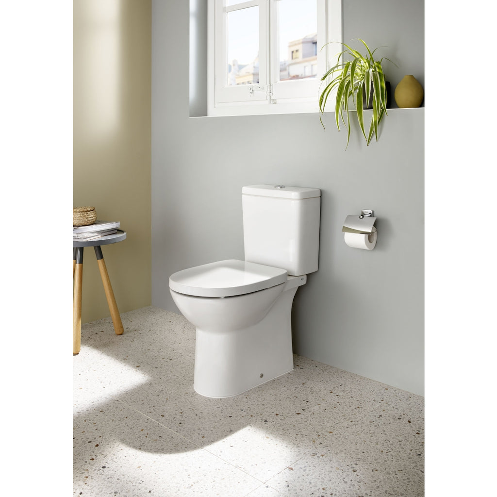 Roca Debba Round Rimless Close Coupled Pan, Cistern + Soft Close Seat