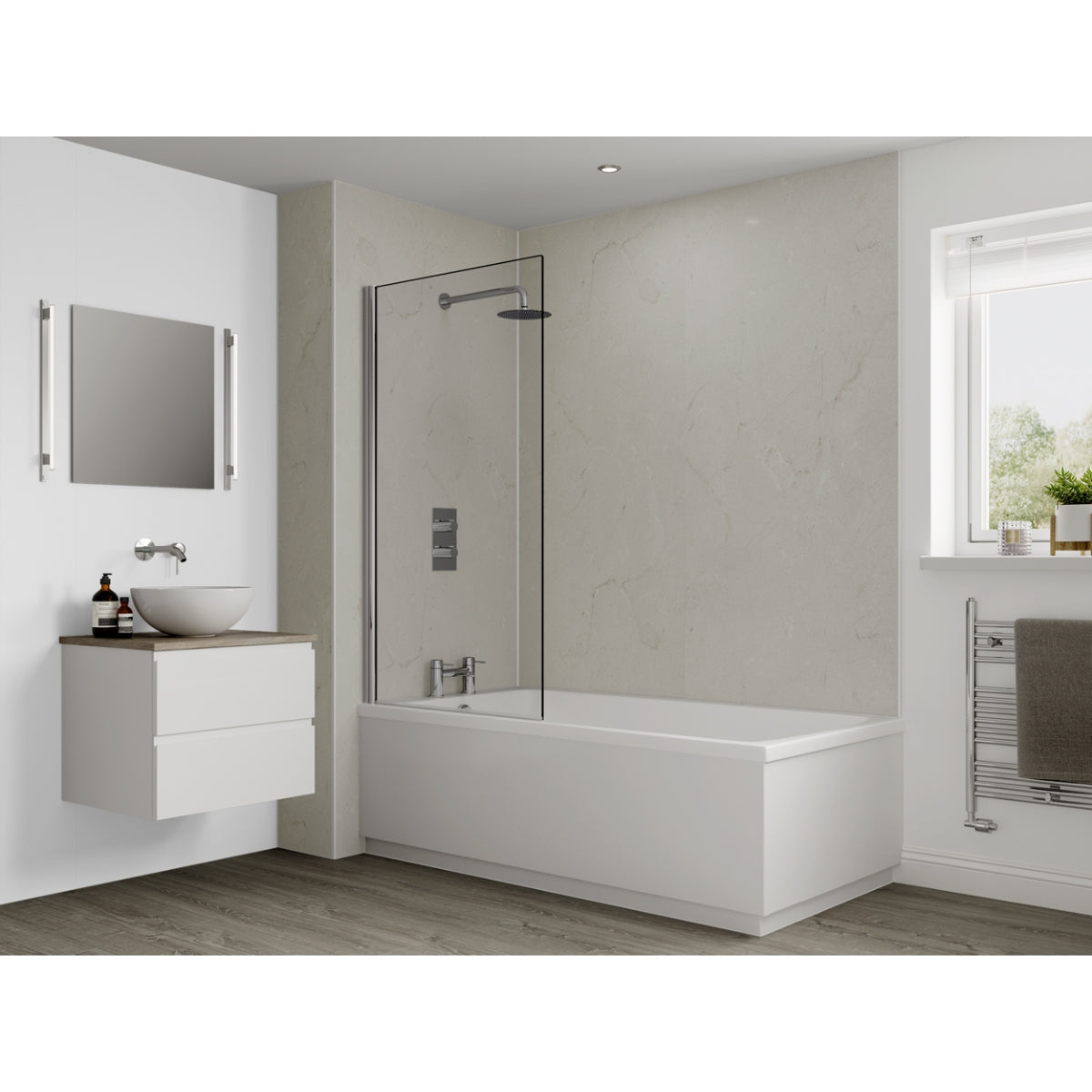 Multipanel Classic Bathroom Wall Panel Hydrolock 2400 x 900mm Marfil Cream 9477 MP9477SHR9HLTG17.