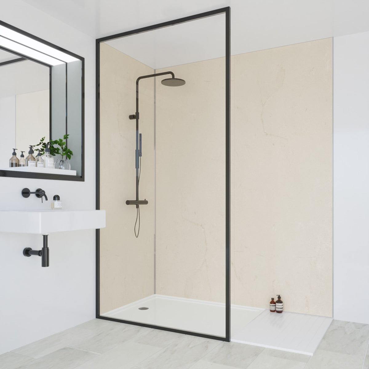 Multipanel Classic Bathroom Wall Panel Unlipped 2400 x 1200mm Marfil Cream 9477 MP9477SHR.