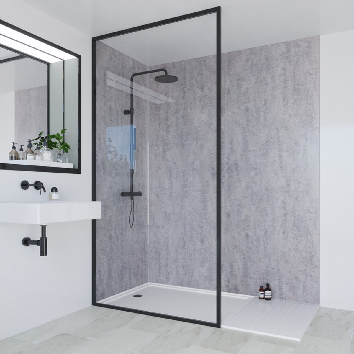 Multipanel Linda Barker Bathroom Wall Panel Hydrolock Concrete Elements 2.4 M x 900mm ml8830SHR9HLTG17.