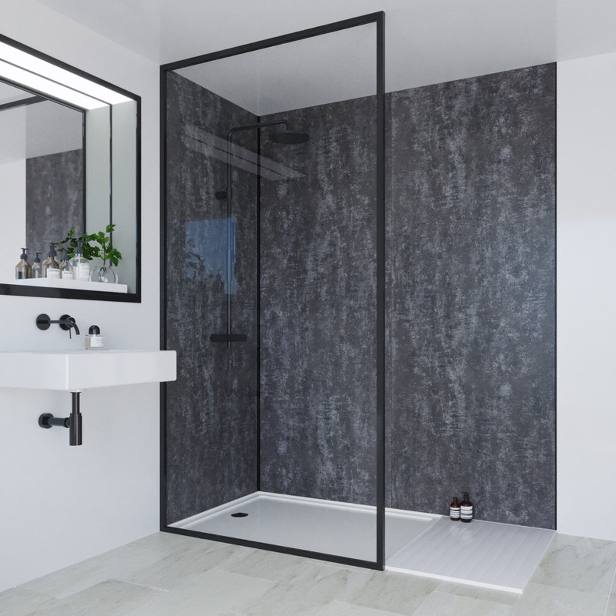 Multipanel Linda Barker Collection Bathroom Wall Panel Unlipped Graphite Elements 2.4 M x 900mm ml8833SHR9.