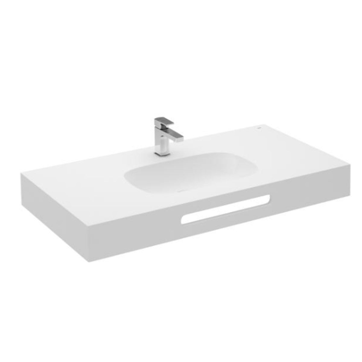 Roca Modo 650 x 450mm Basin Soft 450 x 260mm Bowl with 125mm Skirt and Towel Slot - 1 Taphole