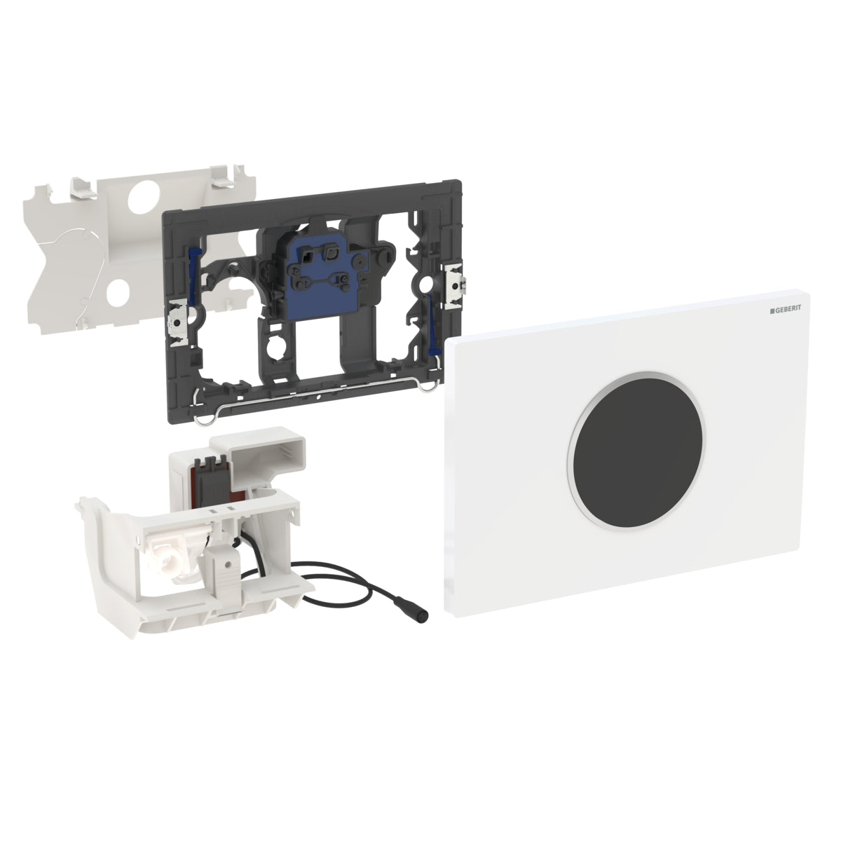 Geberit Sigma 10 Automatic and Touchless WC Flush Control with Electronic Flush Actuation Mains Operation Dual Flush Plate White and Gold-plated 115 907 KK 1 115.907.KK.1
