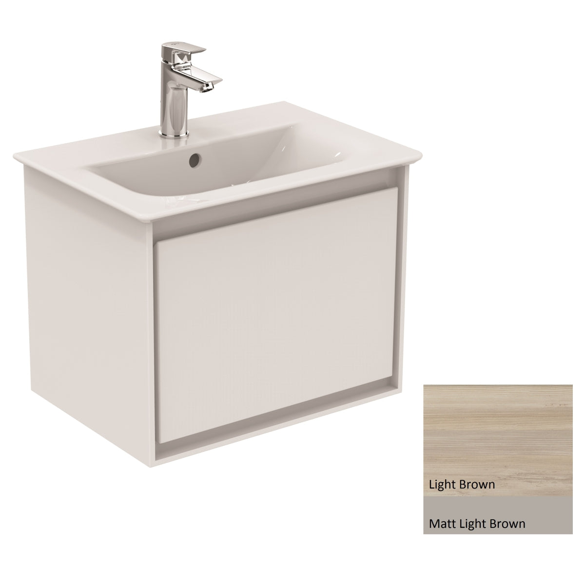 Ideal Standard Philosophy Vanity Unit 500mm Wood Light Brown & Matt Light Brown 1 Drawer