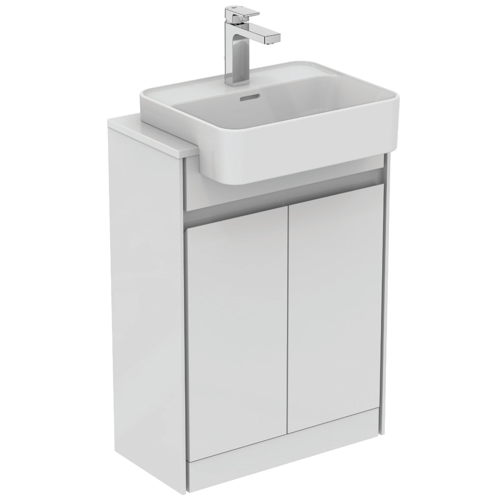 Ideal Standard Philosophy 600mm Floor StandingVanity Unit 2 Door Gloss White + Matt White