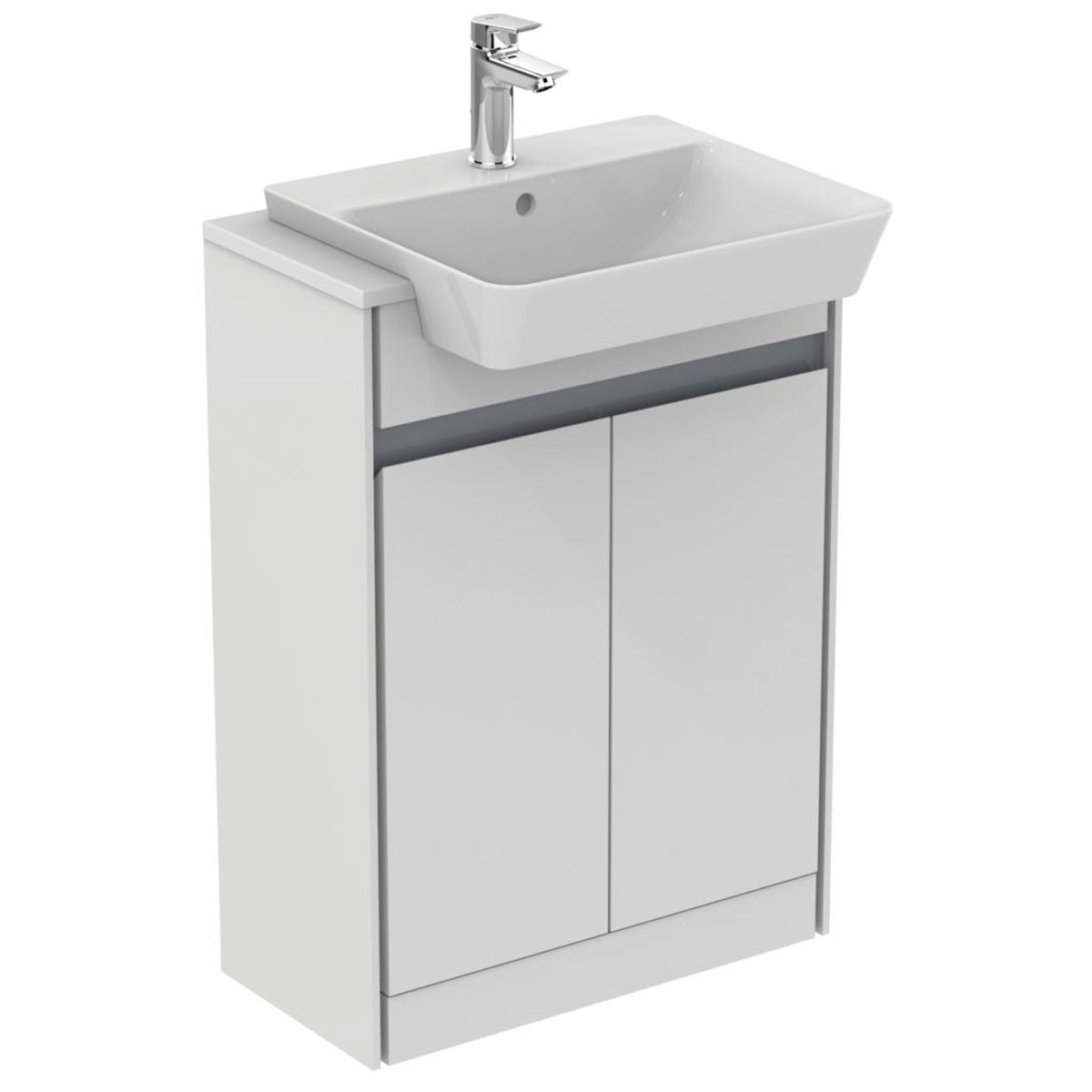 Ideal Standard Philosophy Floor Standing Vanity Unit 600mm Gloss White and Matt Light Grey