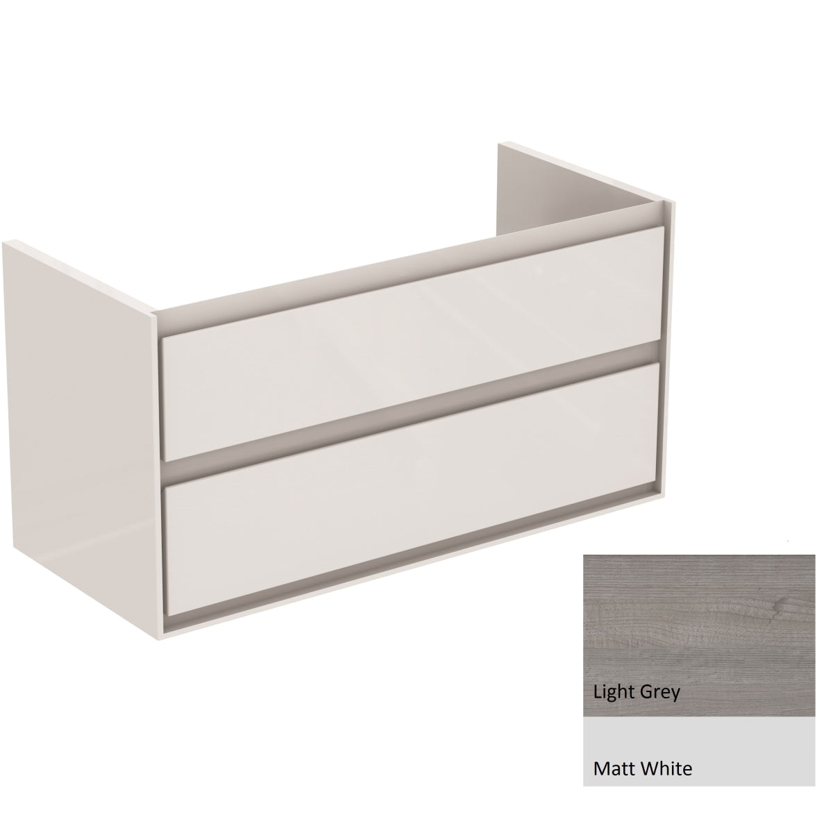 Ideal Standard Philosophy Vanity Unit 1000mm 2 Drawer - Wood Light Grey & Matt White