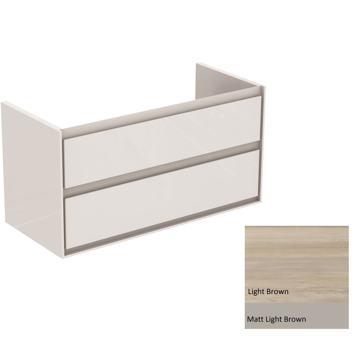 Ideal Standard Philosophy Vanity Unit 1000mm 2 Drawer - Wood Light Brown & Matt Light Brown