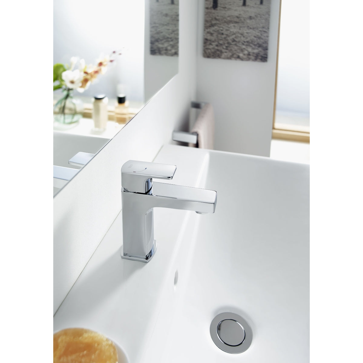 Roca L90 Compact Smooth Body Basin Mixer with Click-Clack Pop-Up Waste Chrome