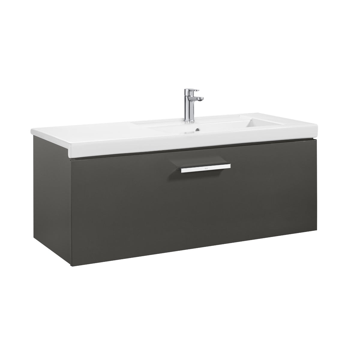 Roca Prisma Base Unit 1090 x 450mm - 1 Soft-close Drawer - Gloss Anthracite Grey