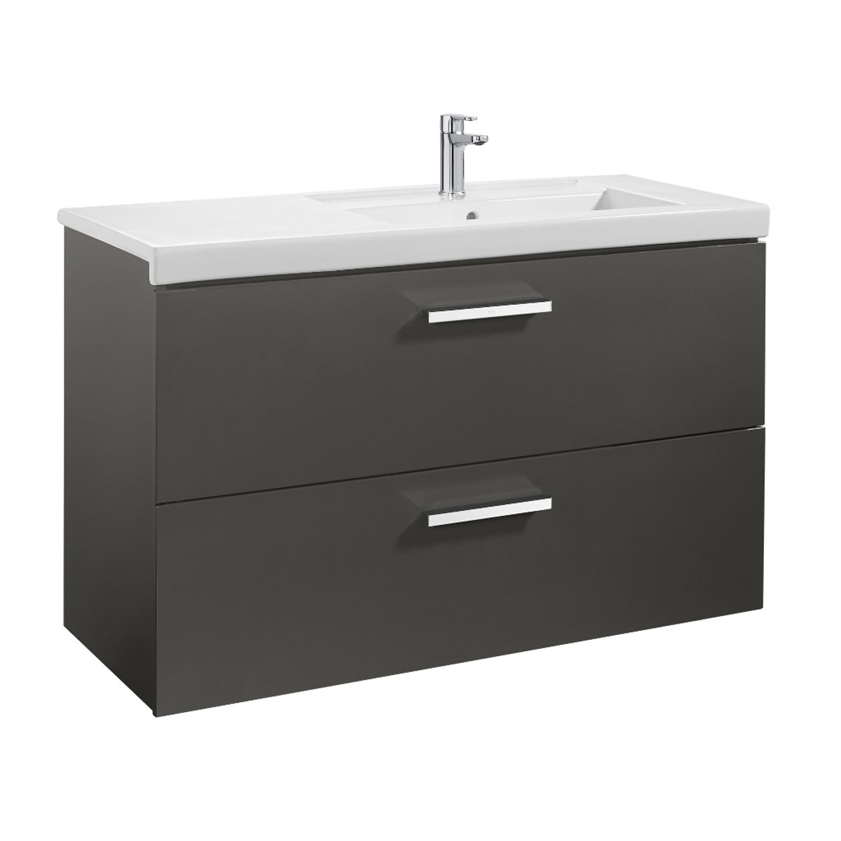 Roca Prisma Base Unit 790 x 450mm - 2 Soft-close Drawers - Gloss Anthracite Grey