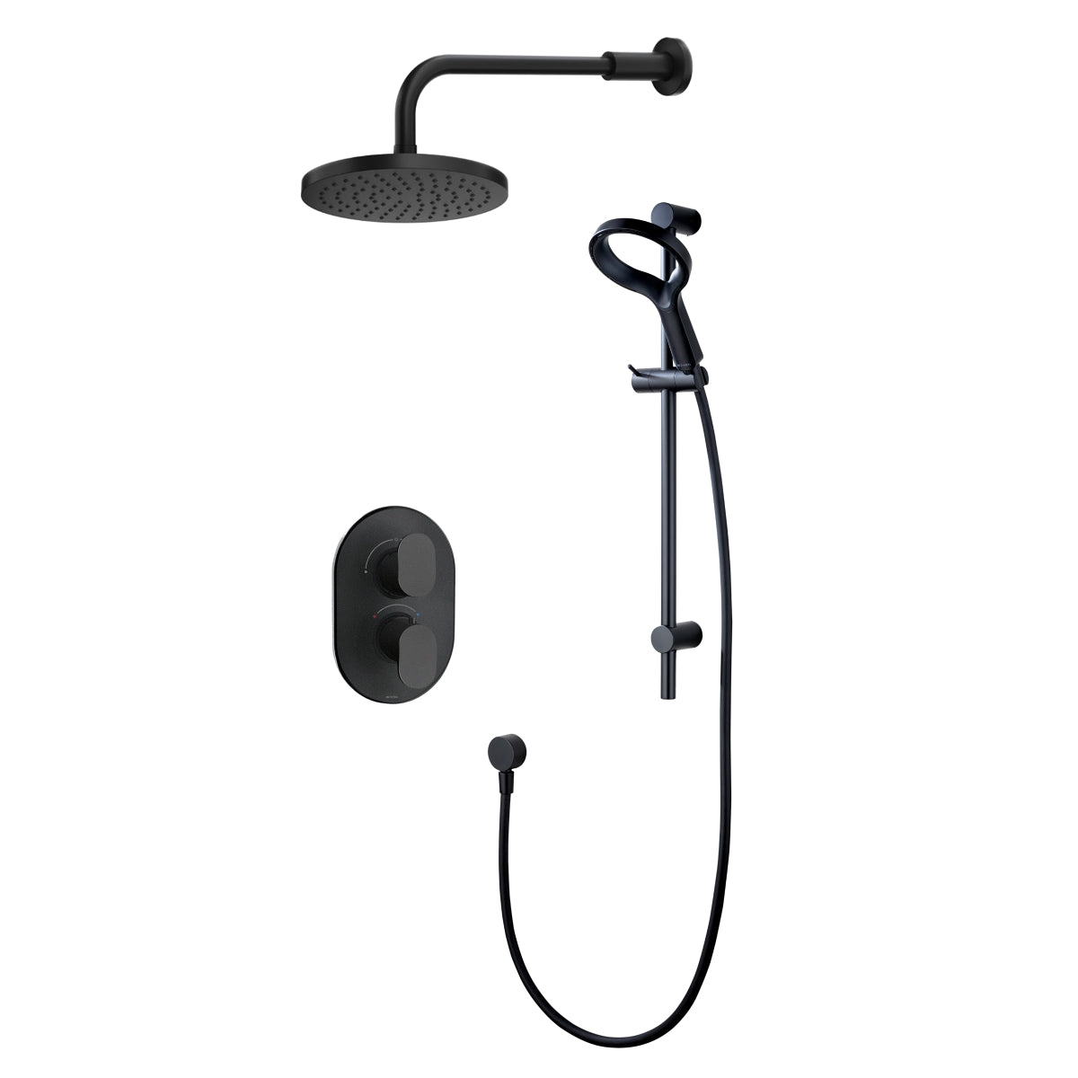 Methven Aurajet Black Aio Overhead Rail Shower Thermostatic Mixer Shower