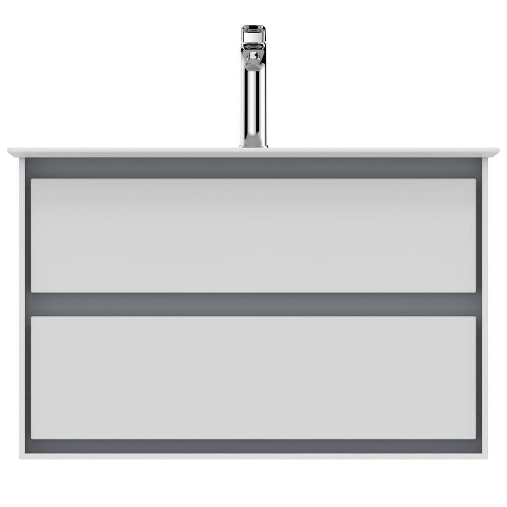 Ideal Standard Philosophy 800mm Wall Hung Vanity Unit 2 Drawers Gloss White + Matt Light Grey