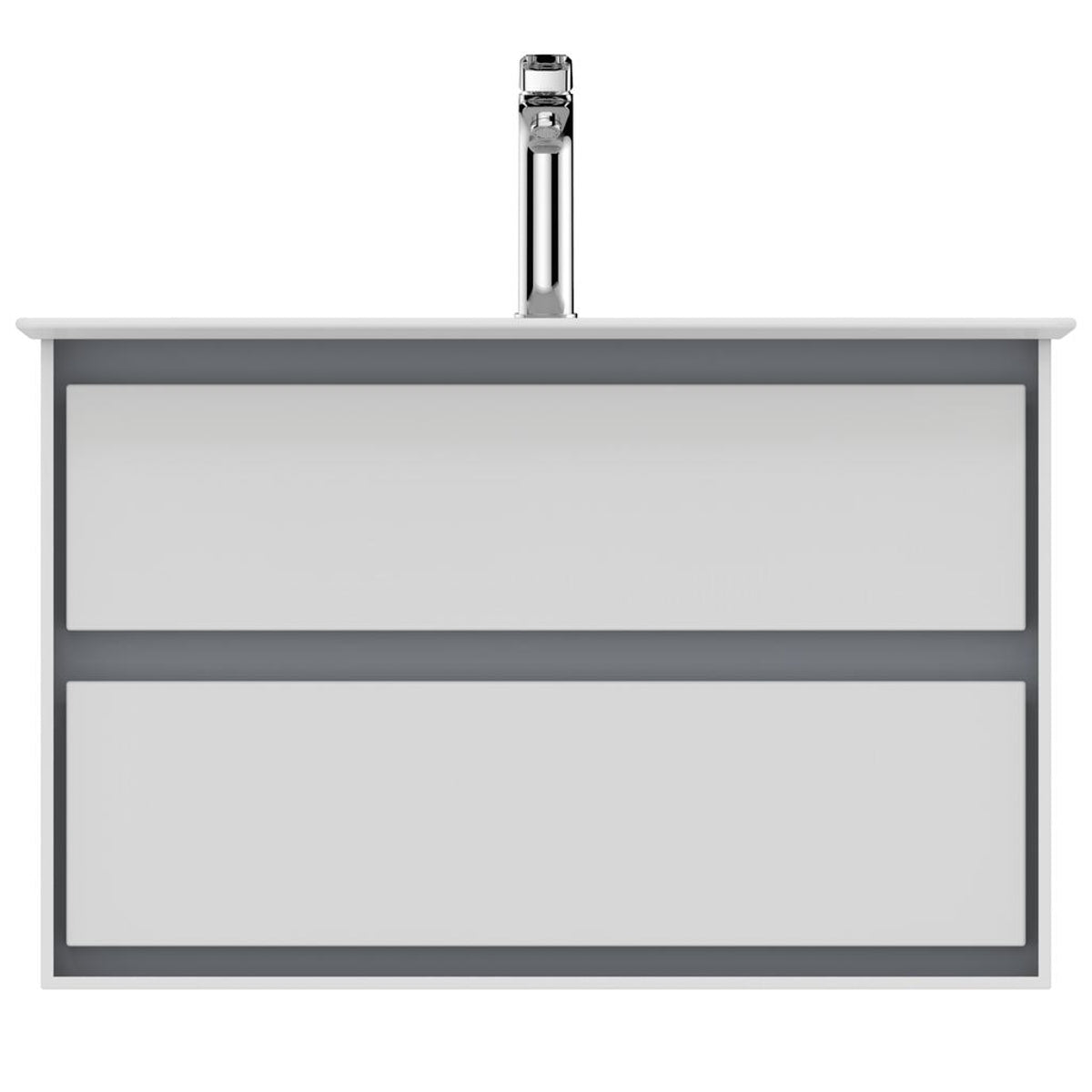 Ideal Standard Philosophy 800mm Wall Hung Vanity Unit 2 Drawers Gloss White + Matt Light Grey