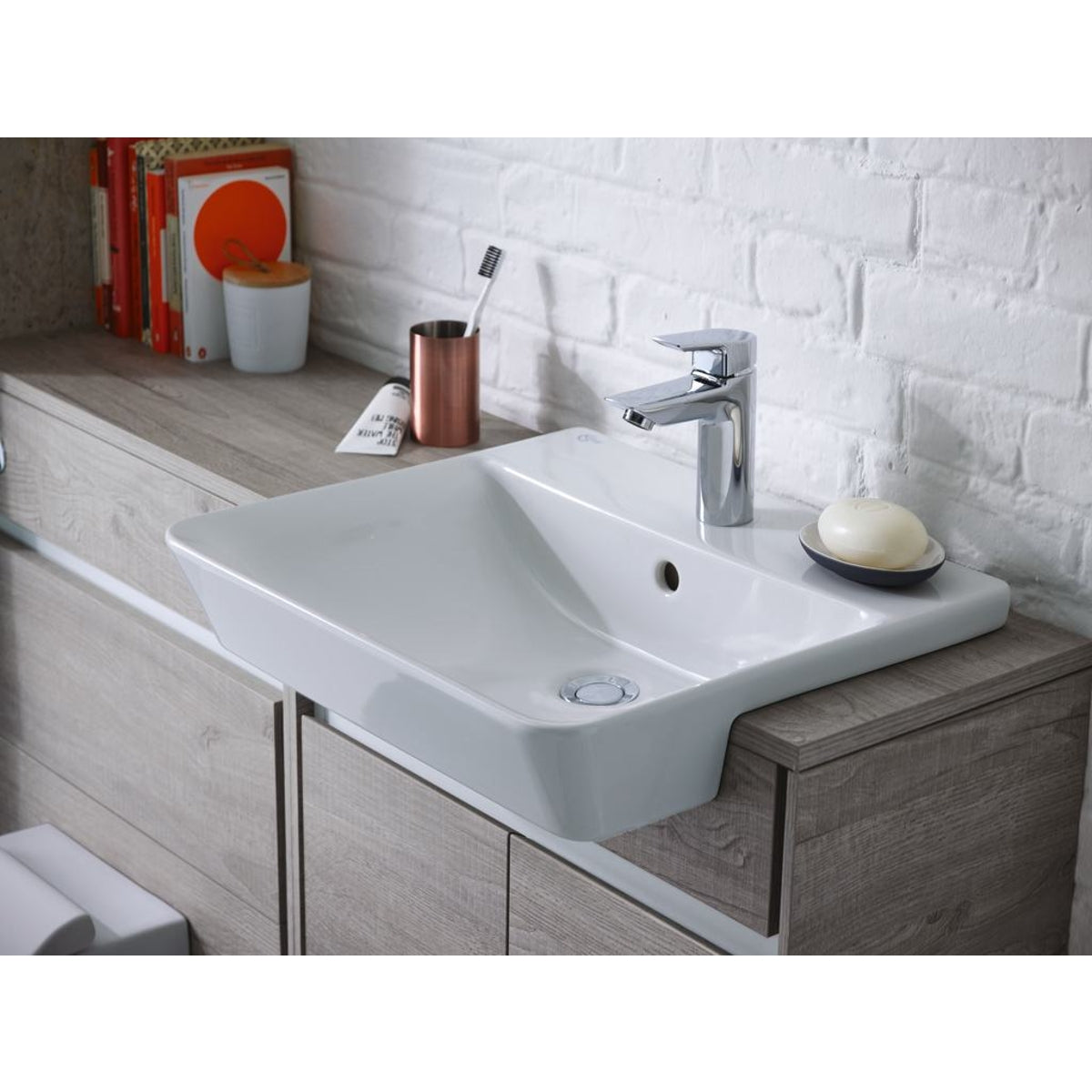Ideal Standard Philosophy 800mm Wall Hung Vanity Unit 2 Drawers Wood Light Brown & Matt Light Brown