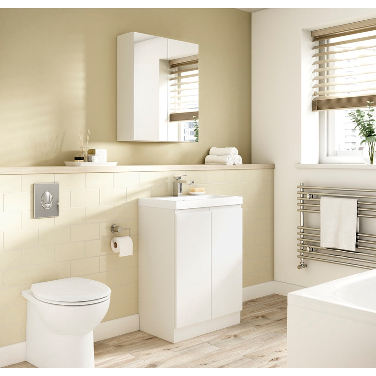 Verona City Cream Gloss Ceramic Tile 100 x 200mm Pack of 50