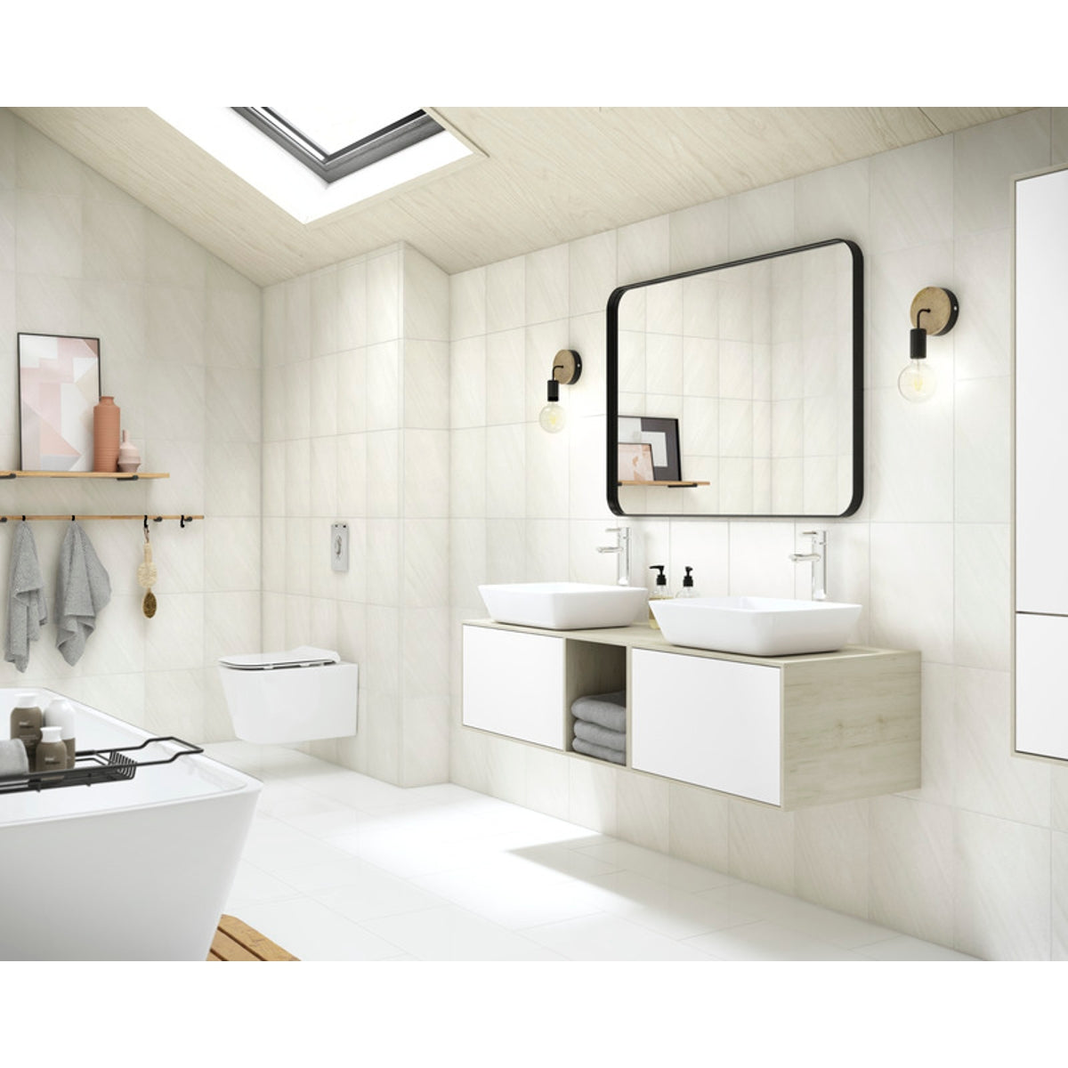Verona Space White Polished Porcelain Tile 300 x 600mm Pack of 6
