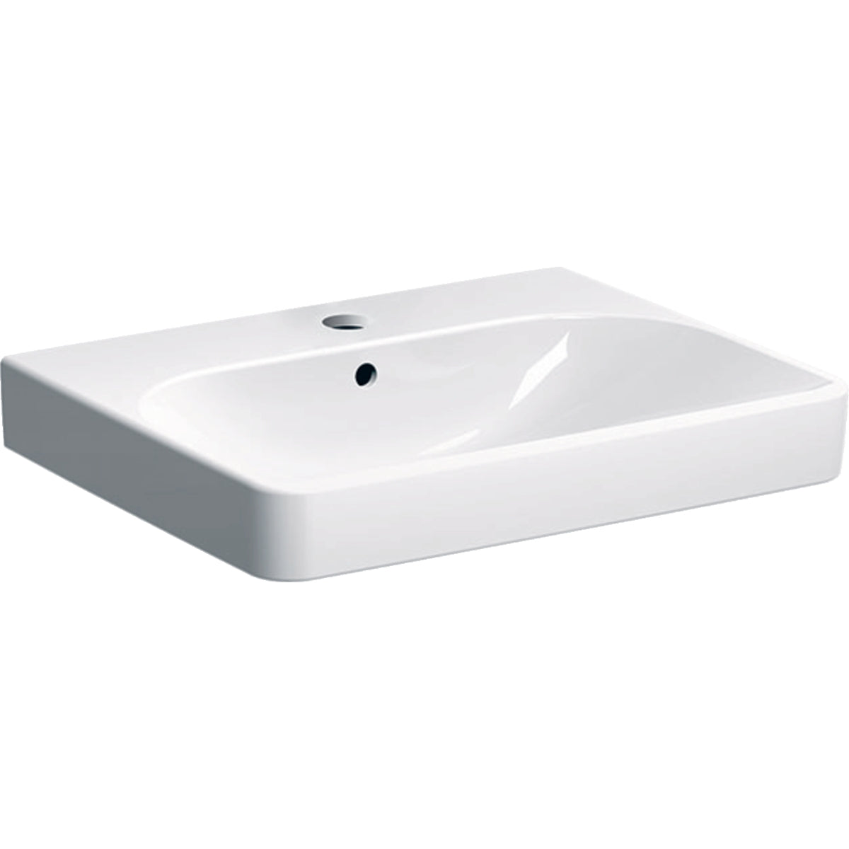 Geberit Smyle Square washbasin: 60x48cm, Tap hole=centred, Overflow=visible, white 500 229 01 1 500.229.01.1