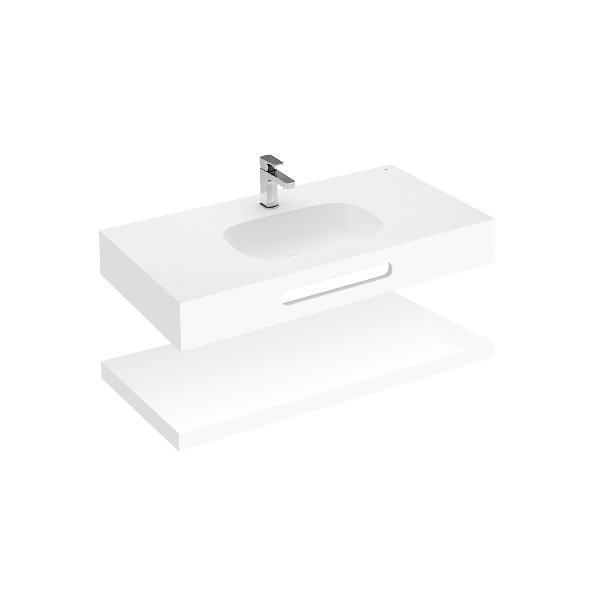 Roca Modo 650 x 450mm Basin Soft 450 x 260mm Bowl with 125mm Skirt - 1 Taphole