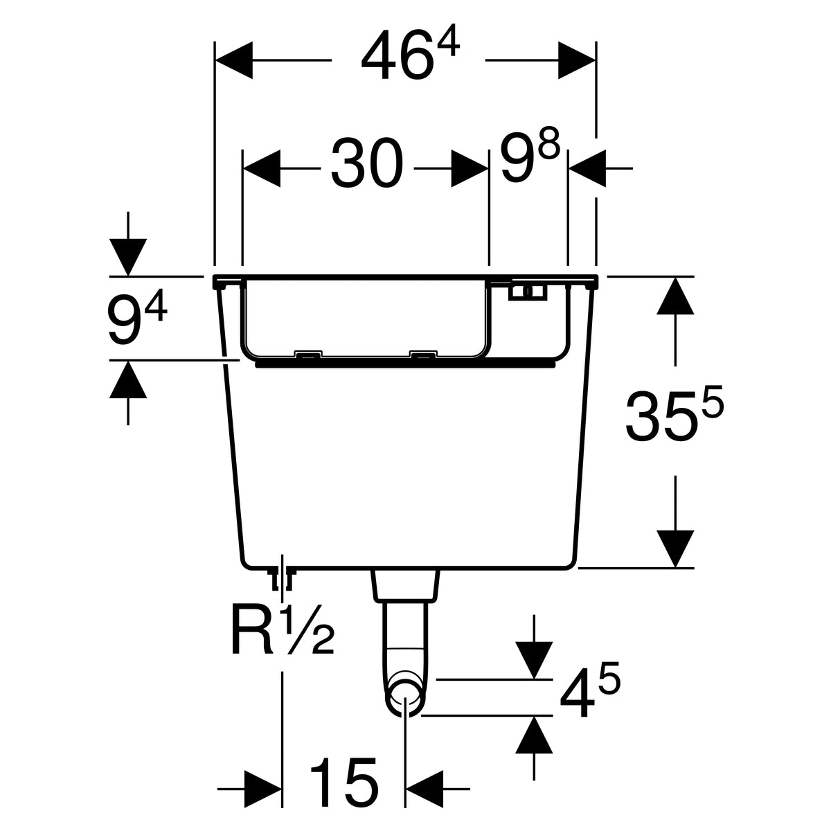 Geberit Low-height Furniture Cistern 6 Litres, Pneumatic Flush Actuation 109 721 00 2 109.721.00.2