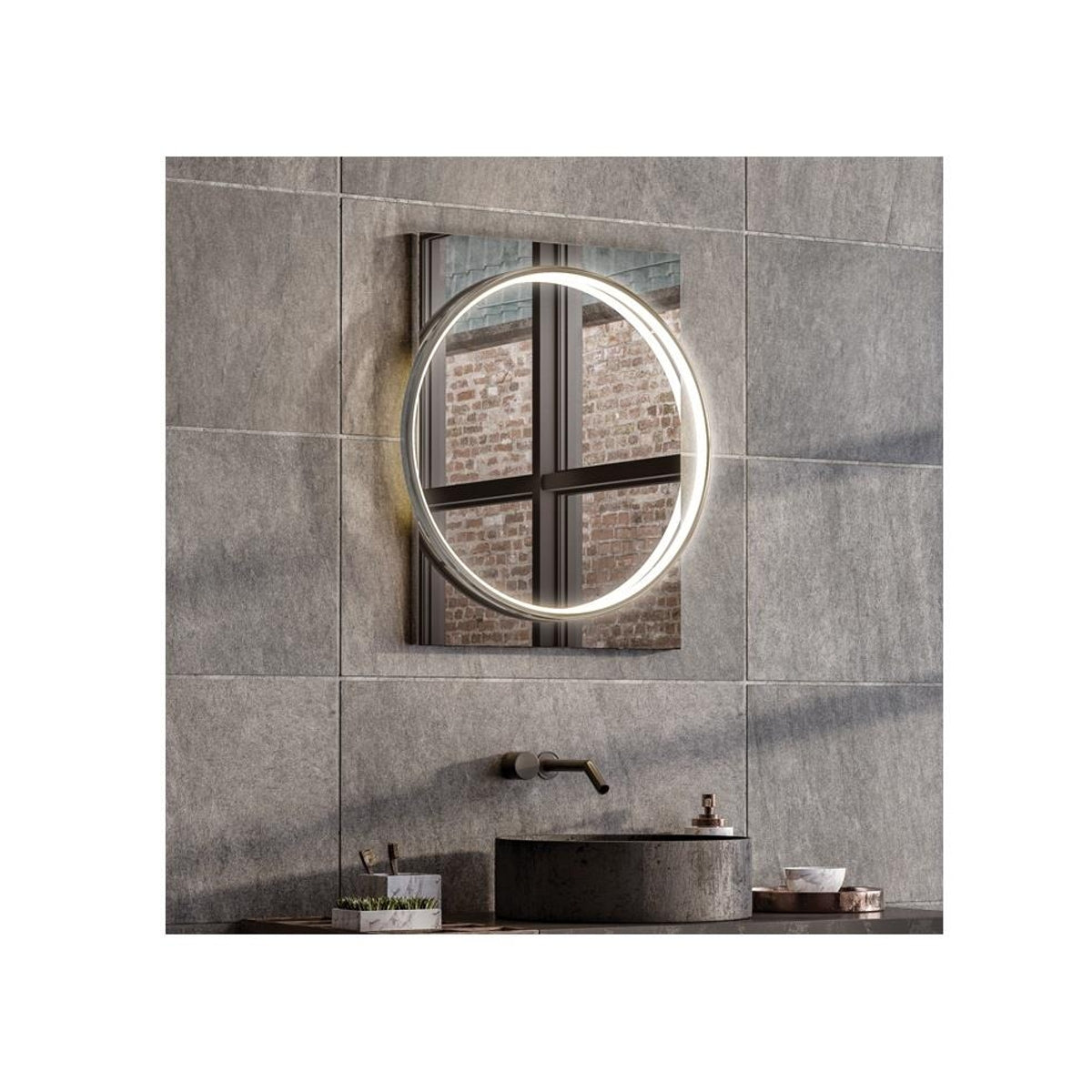 HiB Solas 50 Chrome Framed Mirror
