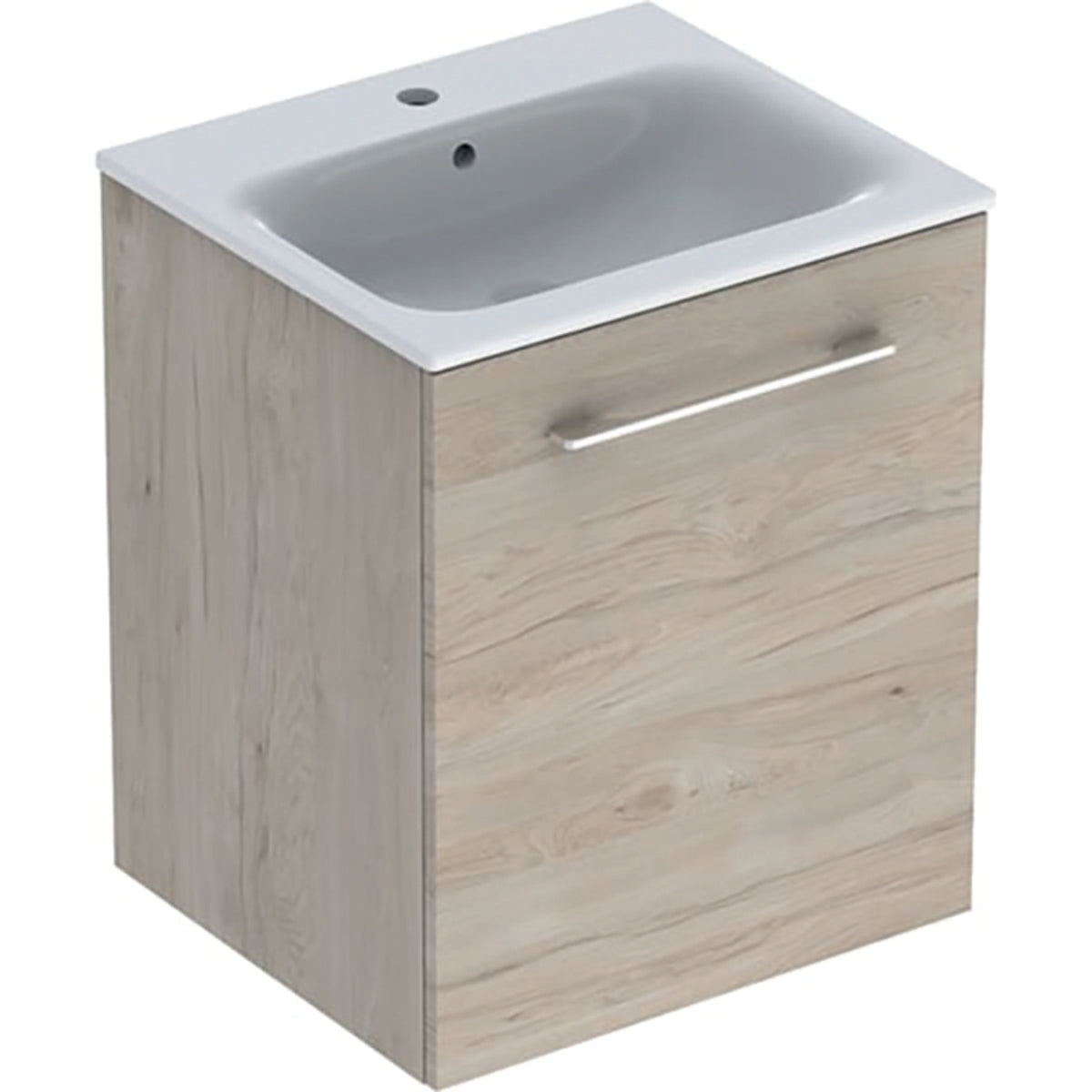 Geberit Selnova Square Slim Basin and One Door Vanity Unit 600mm Light Hickory 501 255 00 1 501.255.00.1