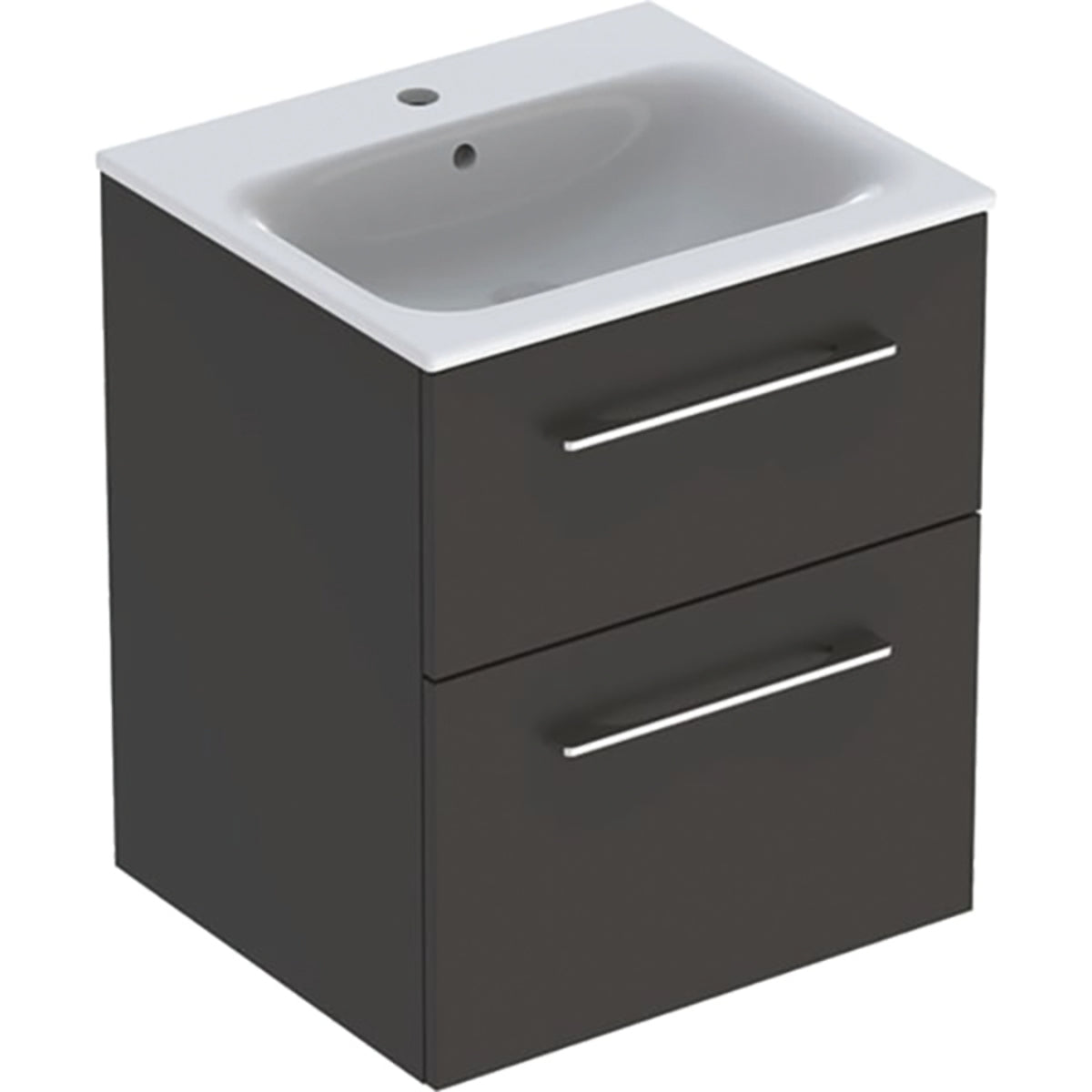Geberit Selnova Square Slim Basin and Two Drawer Vanity Unit 550mm Lava 501 233 00 1 501.233.00.1