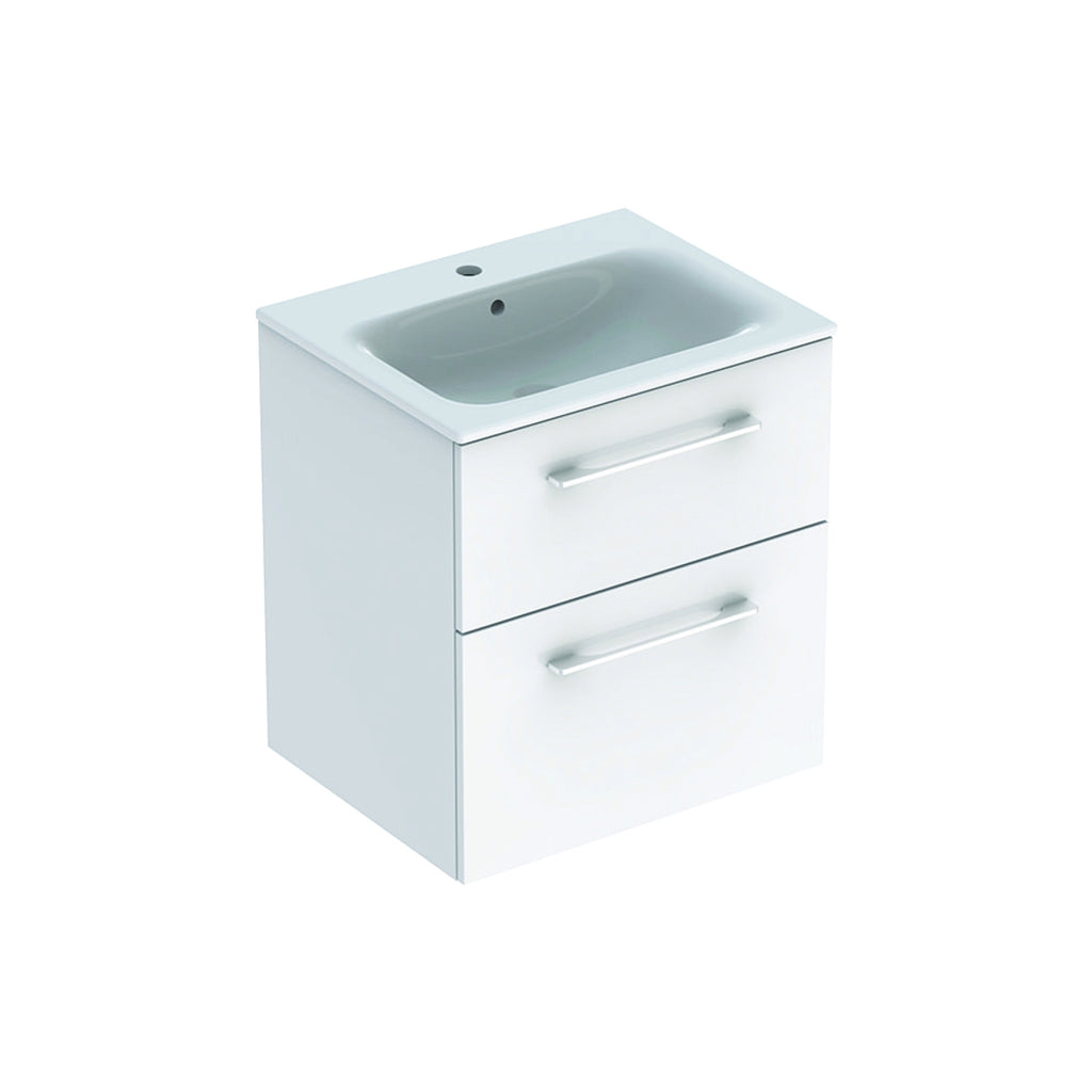 Geberit Selnova Square Slim Basin and Two Drawer Vanity Unit 600mm White 501 236 00 1 501.236.00.1