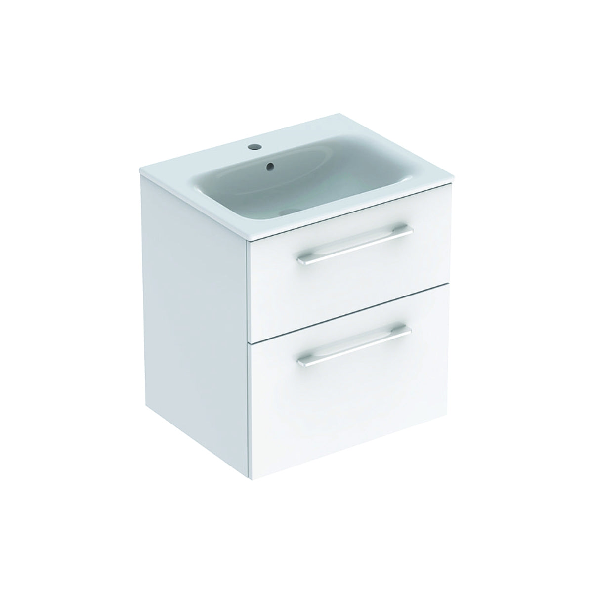 Geberit Selnova Square Slim Basin and Two Drawer Vanity Unit 600mm White 501 236 00 1 501.236.00.1