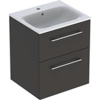 Geberit Selnova Square Slim Basin and Two Drawer Vanity Unit 600mm Lava 501 237 00 1 501.237.00.1