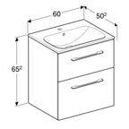 Geberit Selnova Square Slim Basin and Two Drawer Vanity Unit 600mm Lava 501 237 00 1 501.237.00.1