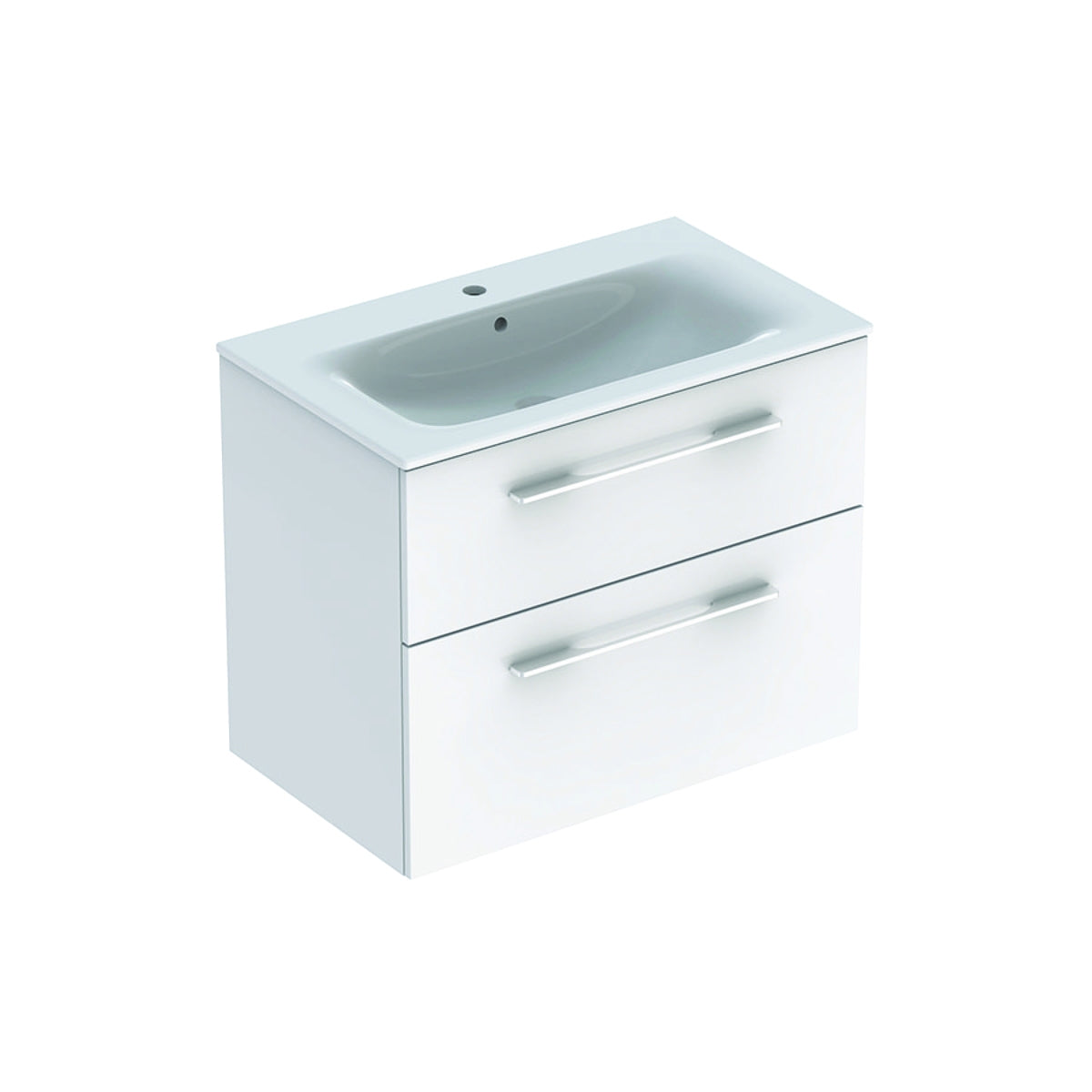 Geberit Selnova Square S 800mm Slim Basin & Two Draw Vanity Unit,White 501 240 00 1 501.240.00.1