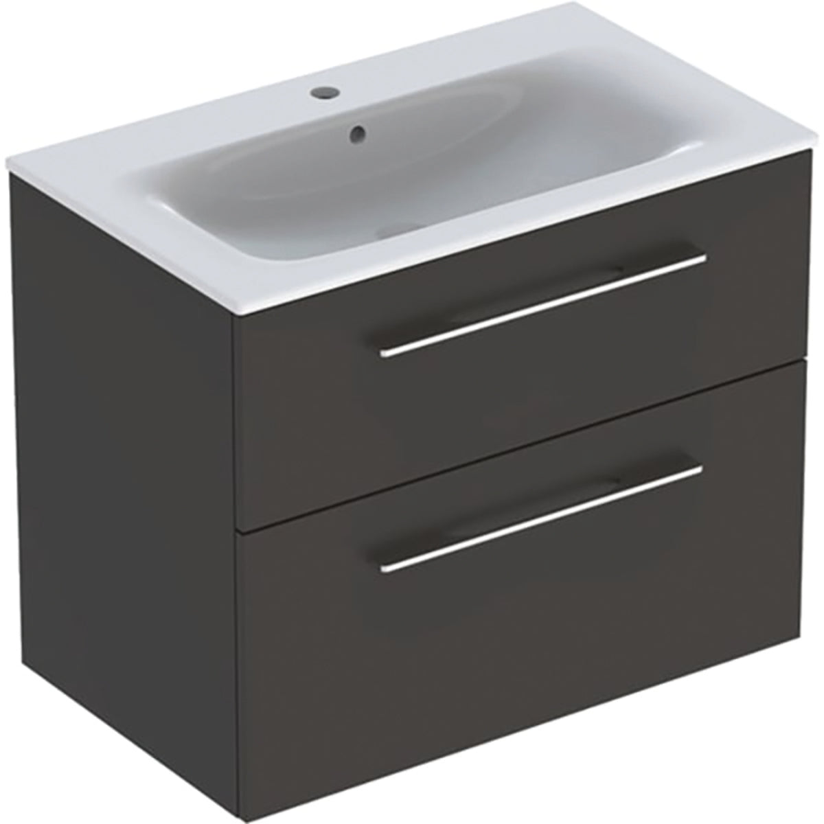 Geberit Selnova Square S 800mm Slim Basin & Two Draw Vanity Unit,Lava 501 241 00 1 501.241.00.1