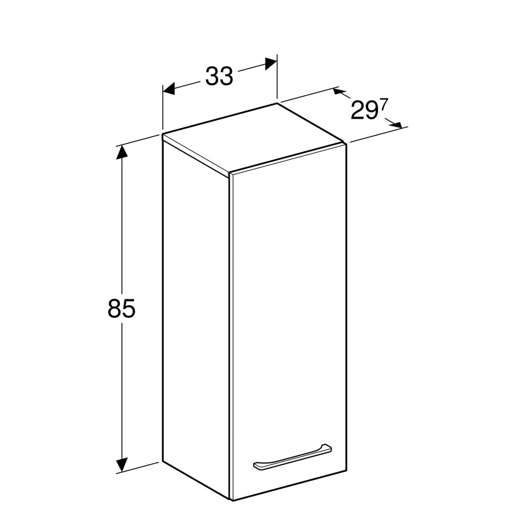 Geberit Selnova Square Medium Cabinet with One Door White 330mm 501 276 00 1 501.276.00.1