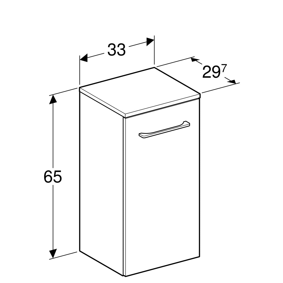Geberit Selnova Square Low Cabinet with One Door White 330mm 501 272 00 1 501.272.00.1