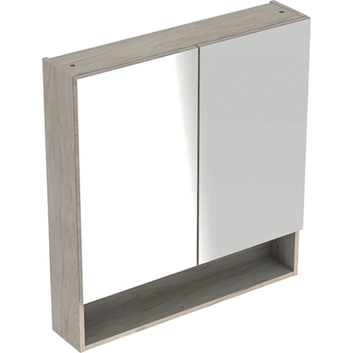 Geberit Selnova Square Mirror Cabinet Two Door 588mm Light Hickory 501 267 00 1 501.267.00.1