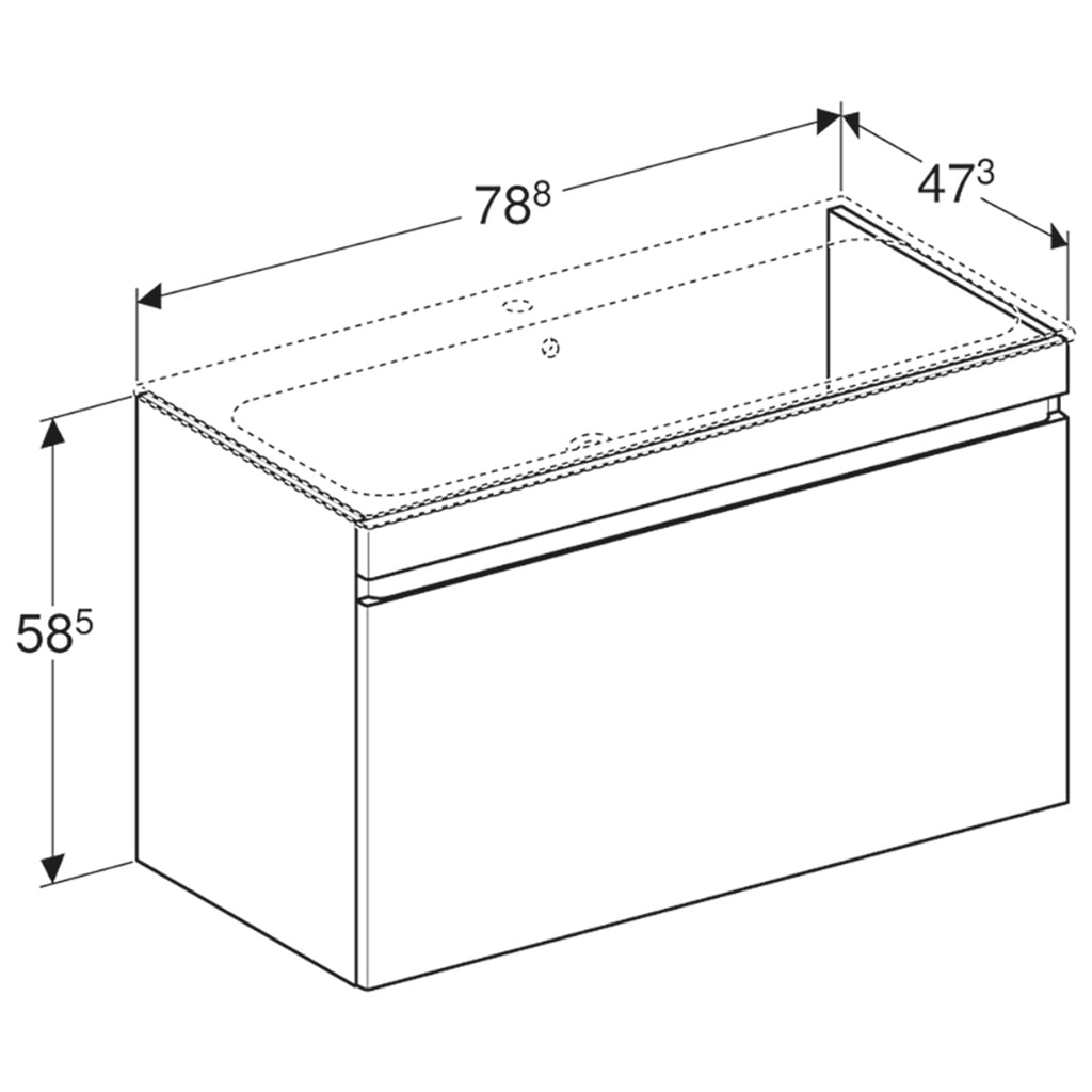 Geberit Renova Plan Basin & Vanity Unit 800mmW Unit Lava 501 916 JK 1 501.916.JK.1