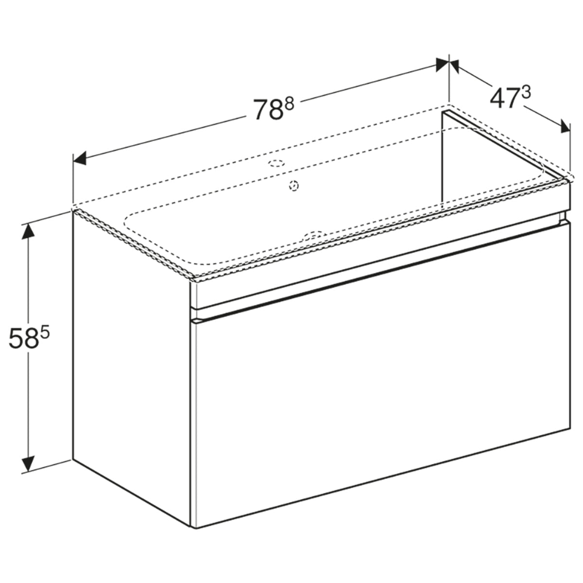 Geberit Renova Plan Basin & Vanity Unit 800mmW Unit Lava 501 916 JK 1 501.916.JK.1