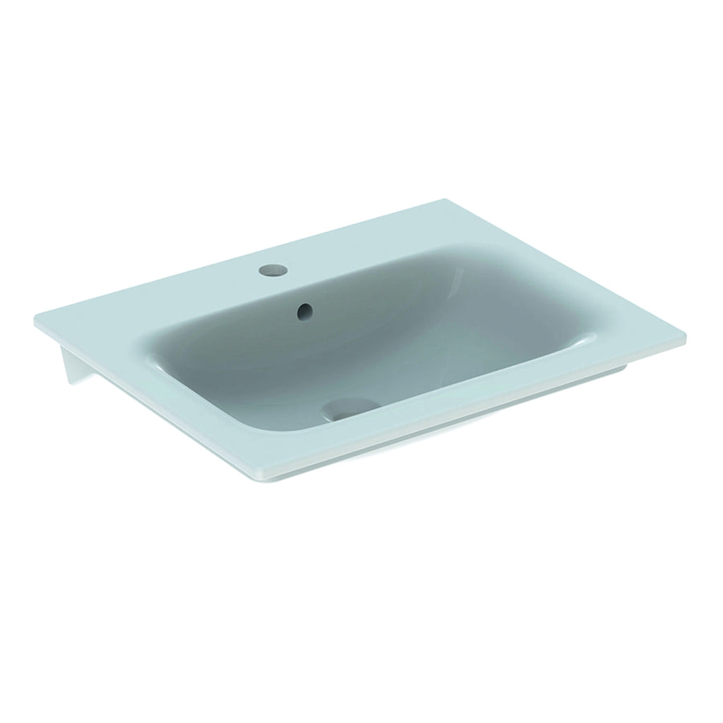 Geberit Renova Plan vanity basin: 60x48cm, Tap hole=centred, Overflow=visible, white