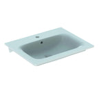Geberit Renova Plan vanity basin: 60x48cm, Tap hole=centred, Overflow=visible, white