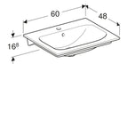 Geberit Renova Plan vanity basin: 60x48cm, Tap hole=centred, Overflow=visible, white