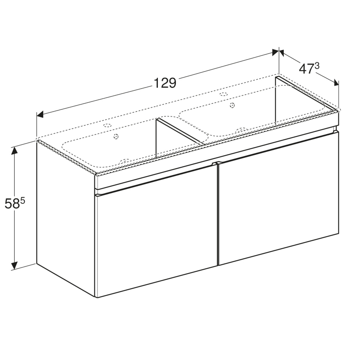 Geberit Renova Plan Basin & Vanity Unit 1300mmW Hickory 501 918 JR 1 501.918.JR.1