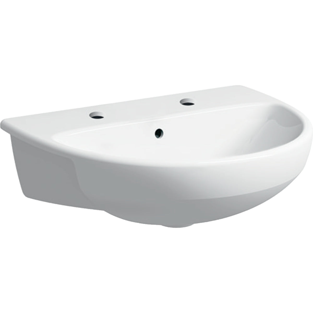 Geberit Selnova Semi-Recessed Basin 2 Tapholes White 550mm X 440mm 501 405 00 7  501.405.00.7