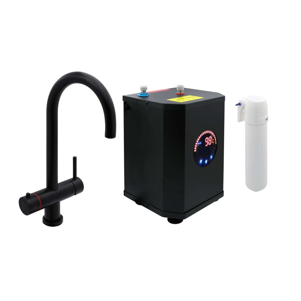 Francis Pegler Matt 4 Way Hot Water Kitchen Tap Black