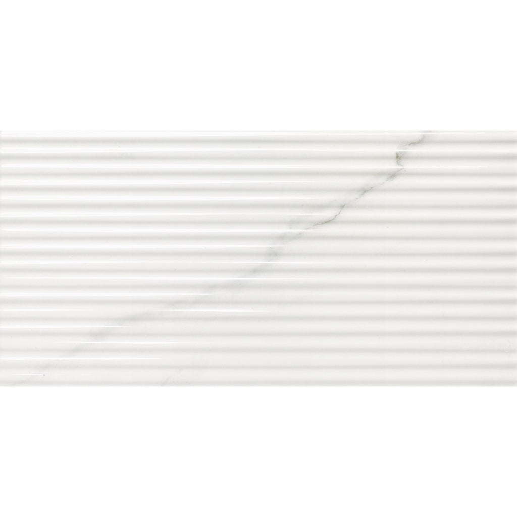 Johnson Tiles Glide White Carrara Linear Gloss Ceramic Tile 300 x 600mm Pack of 7