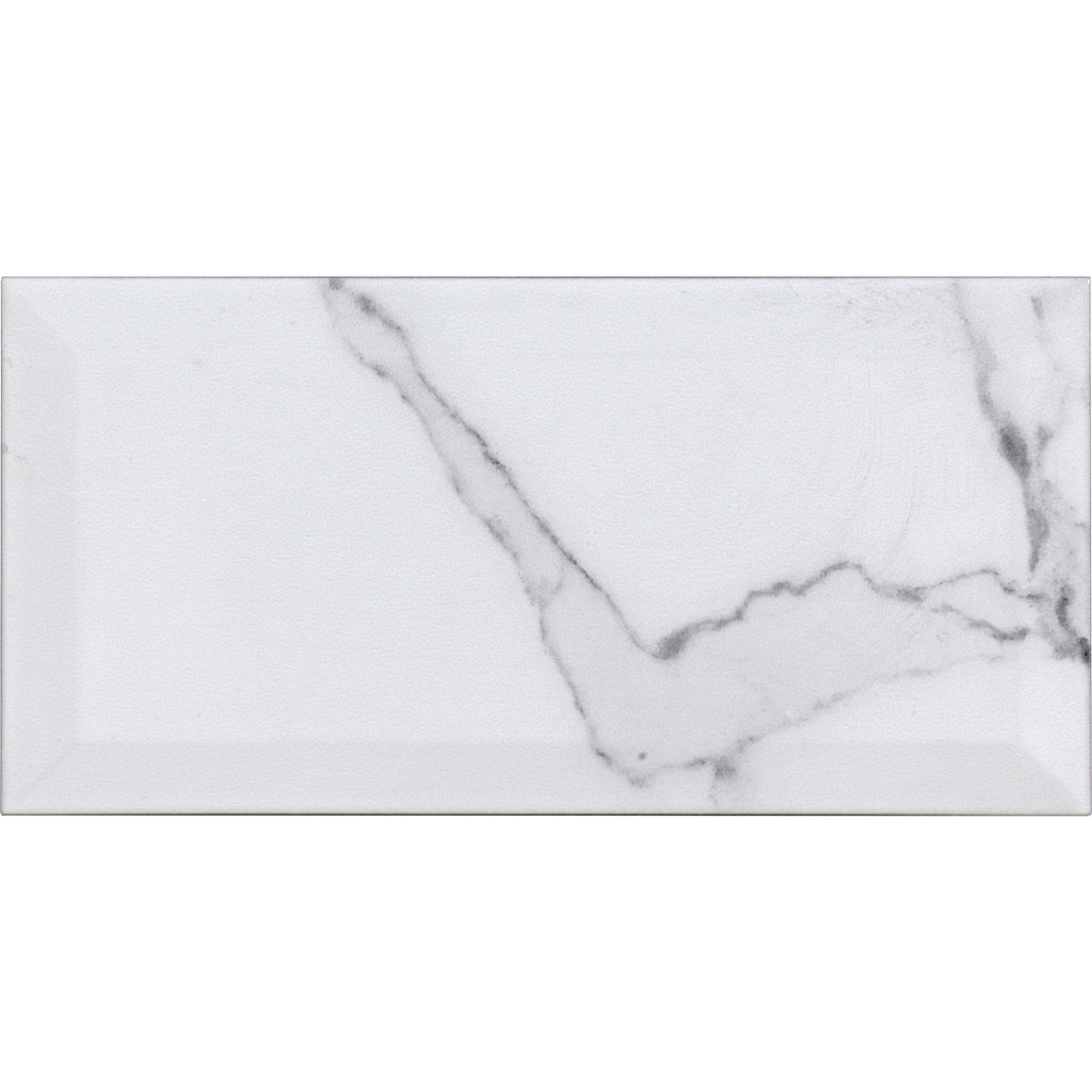 Verona Metro Calacatta Gloss Ceramic Tile 100 x 200mm Pack of 50