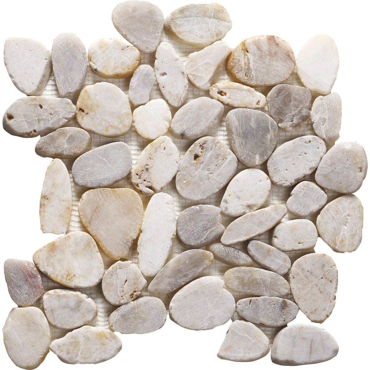 Verona Riverstone White Flat Cut Pebble Mosaic 300 x 300mm Per Sheet