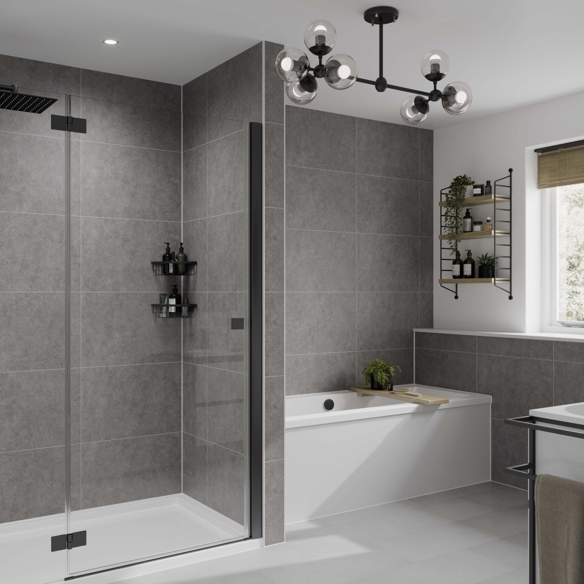 Multipanel Tile Effect Wall Panel 2400 x 598mm Grey Mineral