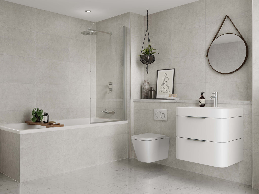Multipanel Tile Effect Wall Panel 2400 x 598mm White Mineral